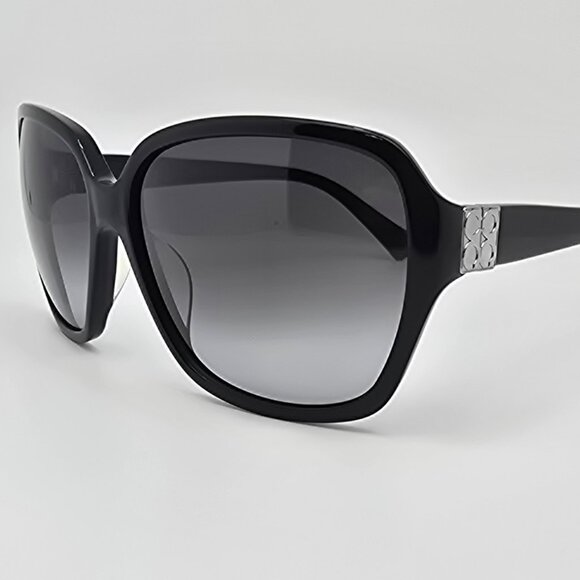 Coach Bella S8038 Black Silver Frame Grey Gradient Lens Oversized Sunglasses main image 4